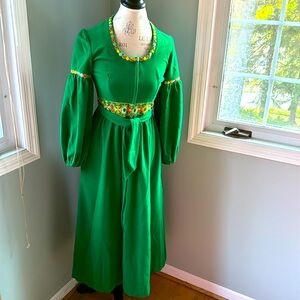 Evelyn Pearson vintage emerald green dressing robe/house dress EVC small